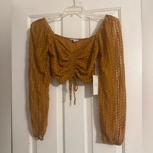 Chic Mustard Lace Crop Top